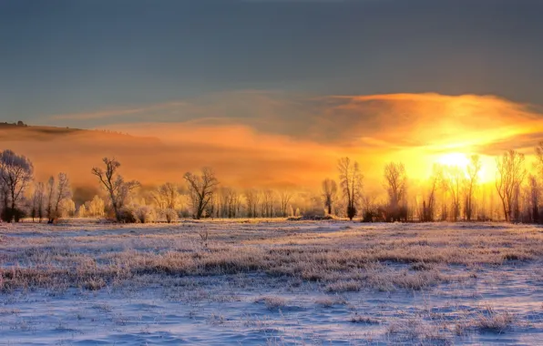 Картинка Winter, Sunrise, Conant Valley