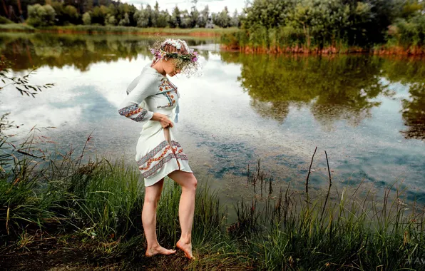Картинка вода, Девушка, венок, Aleksandr Suhar, Алёна Цуркан