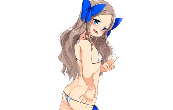 Girl, sexy, ass, long hair, brown hair, anime, blue eyes, beautiful