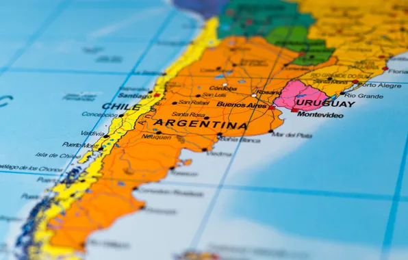 Argentina, map, Chile, South America