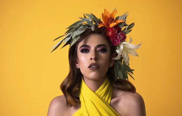 Girl, Flower, Women, Crown, Portrait, Make Up, Diego Sanchez