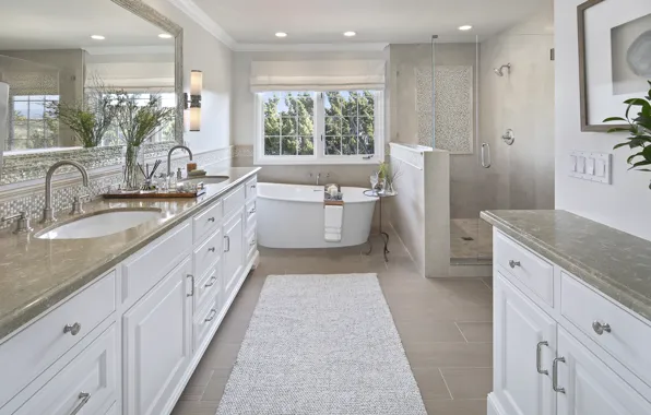 Дизайн, зеркало, окно, ванна, шкаф, особняк, Design, Bathroom