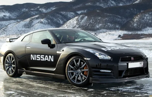 Лед, озеро, Байкал, GTR, Nissan, R35