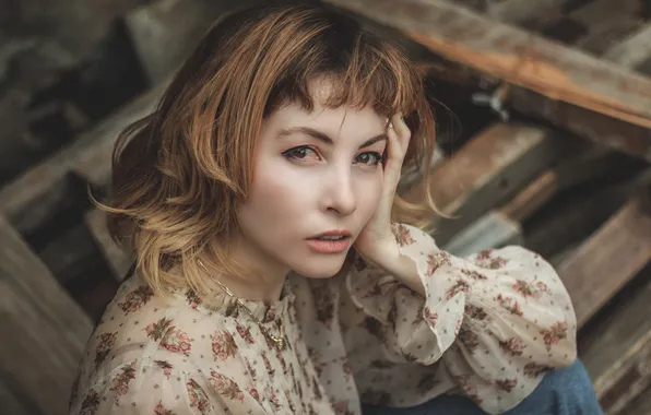 Взгляд, портрет, карие глаза, красивая женщина