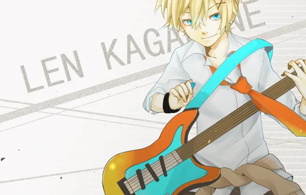 Взгляд, фон, аниме, парень, Vocaloid, Вокалоид, Кагомине Лен
