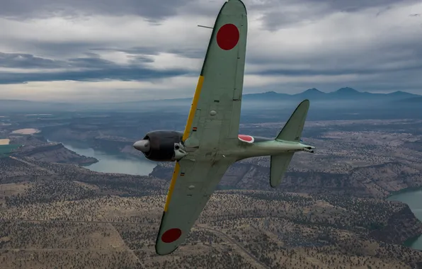 Картинка крылья, истребитель, японский, палубный, лёгкий, A6M3 Zero