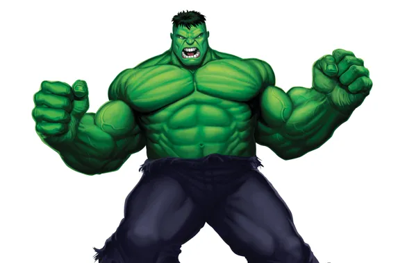 Зеленый, монстр, светлый фон, халк, комикс, hulk