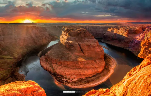 Картинка природа, река, каньон, arizona, red dessert, colorado river, Horse shoe bend