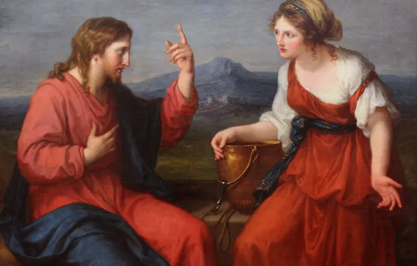 Картинка Классицизм, Анжелика Кауфман, 1796, Христос и самаритянка