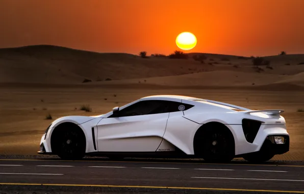 Закат, пустыня, Zenvo ST1