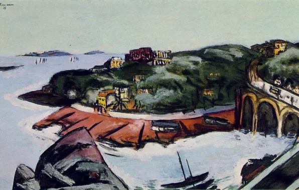 1937, Авангард, Экспрессионизм, недалеко от Марселя, Max Beckmann, Вид у моря