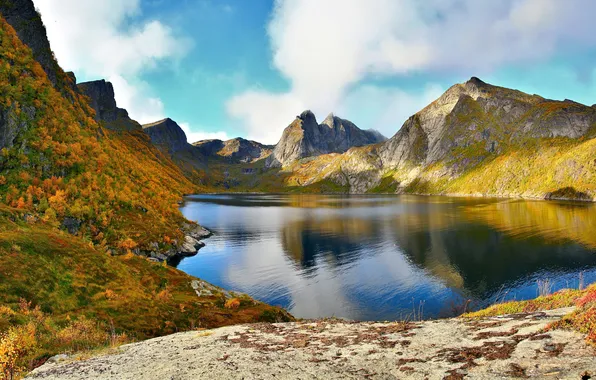 Горы, природа, озеро, Norway, Lofoten, Archipelago