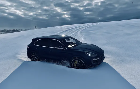 HDR, Porsche, Clouds, Winter, Snow, Turbo, Game, Cayenne