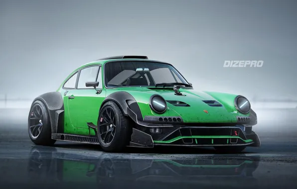 Авто, Зеленый, Машина, Арт, Porsche 911, Dmitry Strukov, Dizepro, by Dmitry Strukov