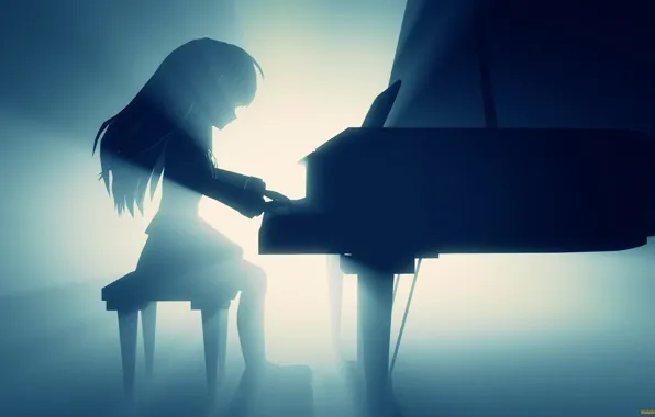 Свет, рояль, девочка, ангельские ритмы, Kanade Tachibana, Angel Beats