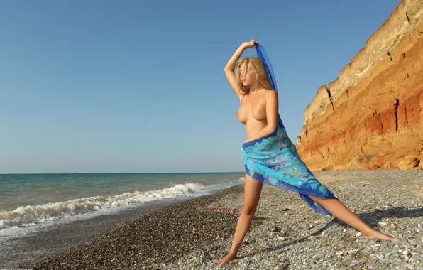 Beach, sea, blonde, april e, Esenia
