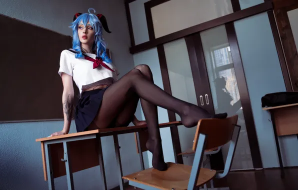 Колготки, girl, ножки, model, cosplay, Xenon, Косплей, Genshin Impact