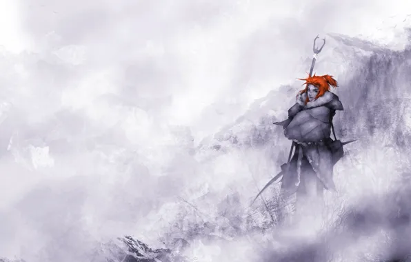 Зима, лес, снег, горы, рыжая, Game of Thrones, Ygritte