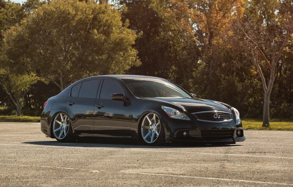 Картинка тюнинг, Infiniti, черная, диски, black, инфинити, tuning, vossen