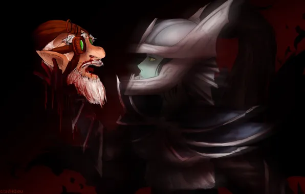 Девушка, кровь, голова, арт, Dota 2, Sniper, Phantom Assassin, Mortred