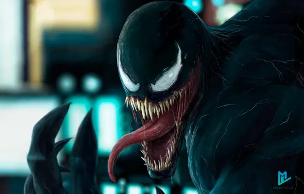 Язык, Зубы, Marvel, Веном, Venom, Симбиот, Creatures, Venom in the city