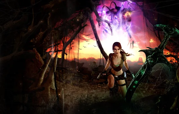 Картинка девушка, меч, lara croft, tomb raider, legend, Tomb Raider: Legend, excalibur