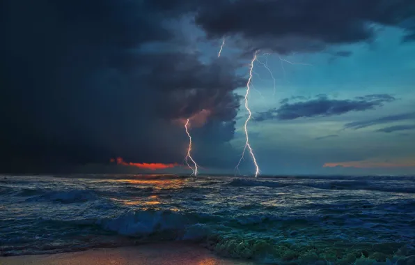 Картинка море, гроза, стихия