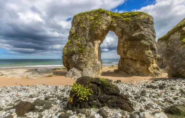 Картинка море, облака, скалы, берег, Ирландия, Ireland