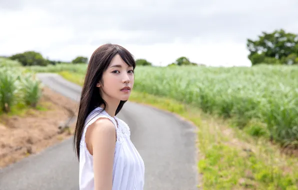 Скачать обои Asian Model Woman Road Japanese Rural Karen Kaede раздел девушки в 