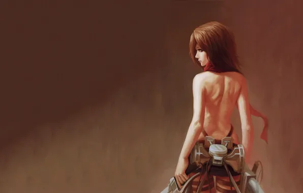 Girl, anime, attack on titan, mikasa