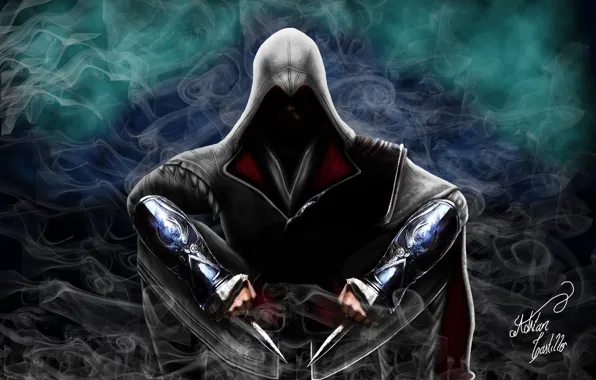 Дым, ножи, Assassin, убийца, Assassin's Creed, Assassin's Creed Brotherhood, видеоигра, Ассасин