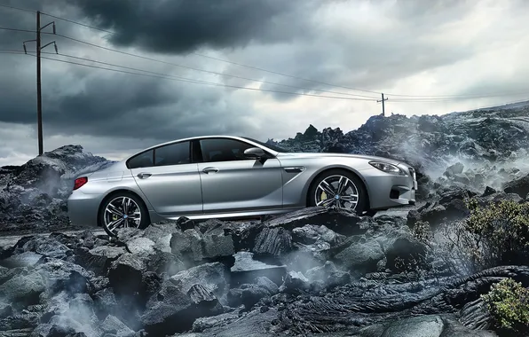 Картинка BMW, Clouds, Sky, Rock, Coupe, Gran Coupe, Tuning, Road