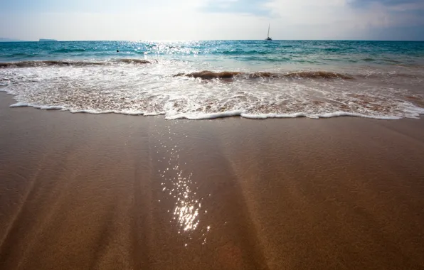 Картинка пляж, океан, прибой, песон