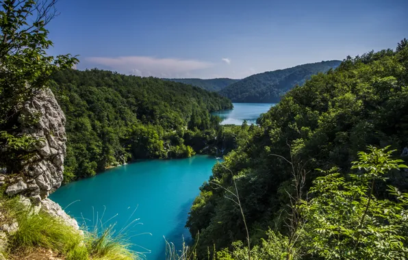 Картинка зелень, деревья, пейзаж, природа, пещеры, Хорватия, национальный парк, Republika Hrvatska