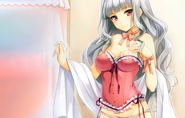 Girl, sexy, lingerie, pantsu, cleavage, panties, long hair, boobs
