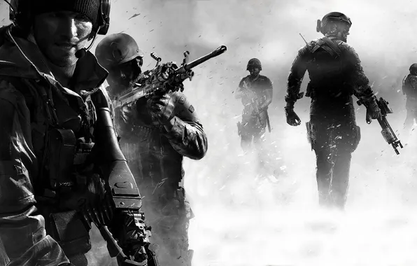 Картинка оружие, дым, солдаты, Call of duty mw3