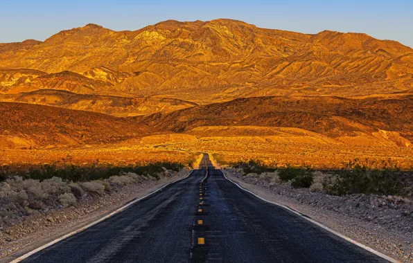 Дорога, горы, природа, California, Death Valley