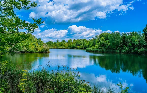 Картинка небо, озеро, отражение