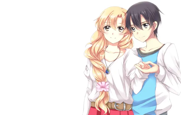 Аниме, арт, пара, двое, Мастера меча онлайн, Sword Art Online, Асуна, Кирито