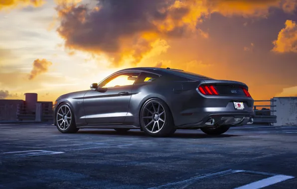 Картинка Mustang, Ford, Muscle, Car, Clouds, Sky, Sunset, Wheels