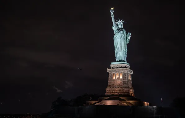 Свобода, ночь, USA, New York City