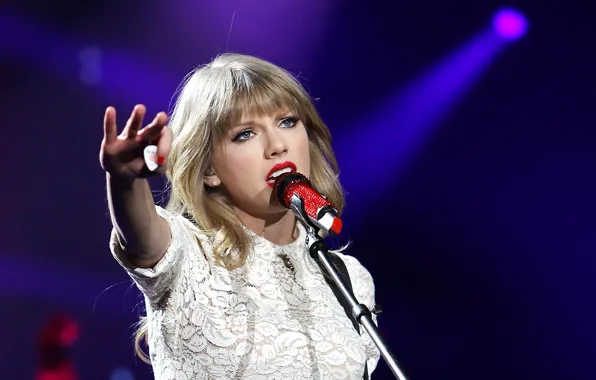 Модель, блондинка, концерт, микрофон, певица, Taylor Swift, Taylor Alison Swift