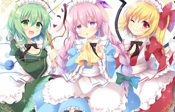 Kawaii, girl, dress, fox, anime, Touhou, mask, sugoi