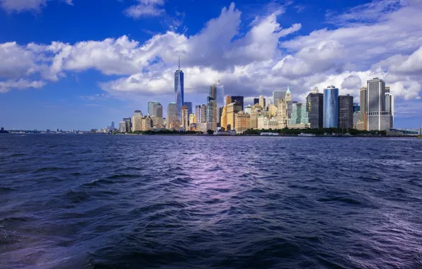 Картинка город, океан, Нью-Йорк, New York City, Нью-Йорк (США)