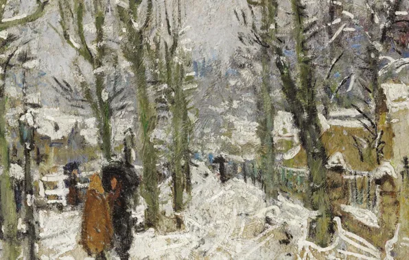 Картина, Снежный Пейзаж, Пьер Эжен Монтезин, Pierre-Eugene Montezin
