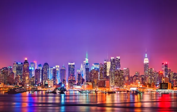 Картинка город, Нью-Йорк, сша, new york, Манхэттан, река гудзон, джерси