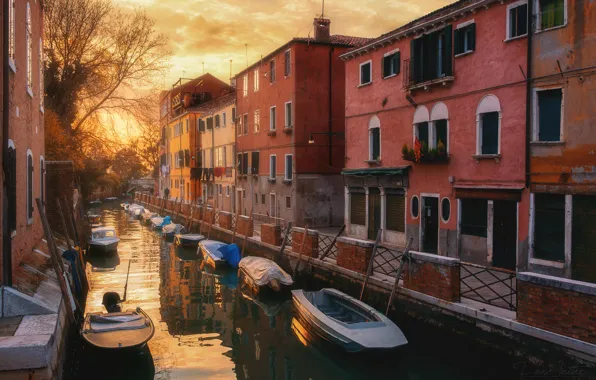 Улица, здания, дома, лодки, Италия, Венеция, канал, Italy