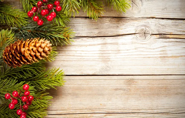 Украшения, ягоды, Рождество, Новый год, new year, Christmas, шишки, wood