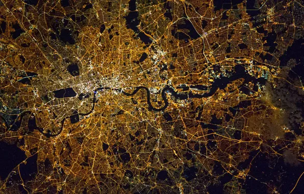 Картинка город, Англия, Лондон, фото NASA, сделано с МКС