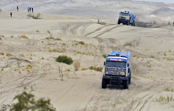 Песок, Синий, Спорт, Машина, Гонка, KAMAZ, Rally, КАМАЗ